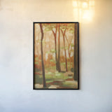 Forest Light II by Krystal Adams. shown as a paper print in a black flame. Available as a archival giclee rolled canvas, fine art paper, or poster print. SKU 103654h.