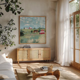 Gardnersville by Krystal Adams. Shown in a natural wood frame in a cozy modern living room. Available as an archival giclee rolled canvas, fine art paper, or poster print. SKU 103660a.