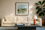 Gardnersville by Krystal Adams. Displayed in a glass frame with matte in a clean modern living room. Available as an archival giclee rolled canvas, fine art paper, or poster print. SKU 103660a.