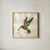 Gilded Wings II by Krystal Adams. Shown in a natural wood glass frame for a timeless modern aesthetic. Available as an archival giclee rolled canvas, fine art paper, or poster print. SKU 104880a.
