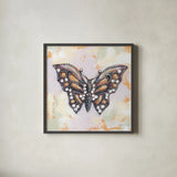 Gilded Wings III by Krystal Adams. Shown in a sleek black glass frame for a contemporary gallery look. Available as an archival giclee rolled canvas, fine art paper, or poster print. SKU 104881a.