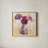 Last Summer Bouquet by Krystal Adams. Shown in a natural wood glass frame for a timeless modern aesthetic. Available as an archival giclee rolled canvas, fine art paper, or poster print. SKU 102218a.