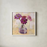 Last Summer Bouquet by Krystal Adams. Shown in a crisp white glass frame for a clean and minimalist style. Available as an archival giclee rolled canvas, fine art paper, or poster print. SKU 102218a.