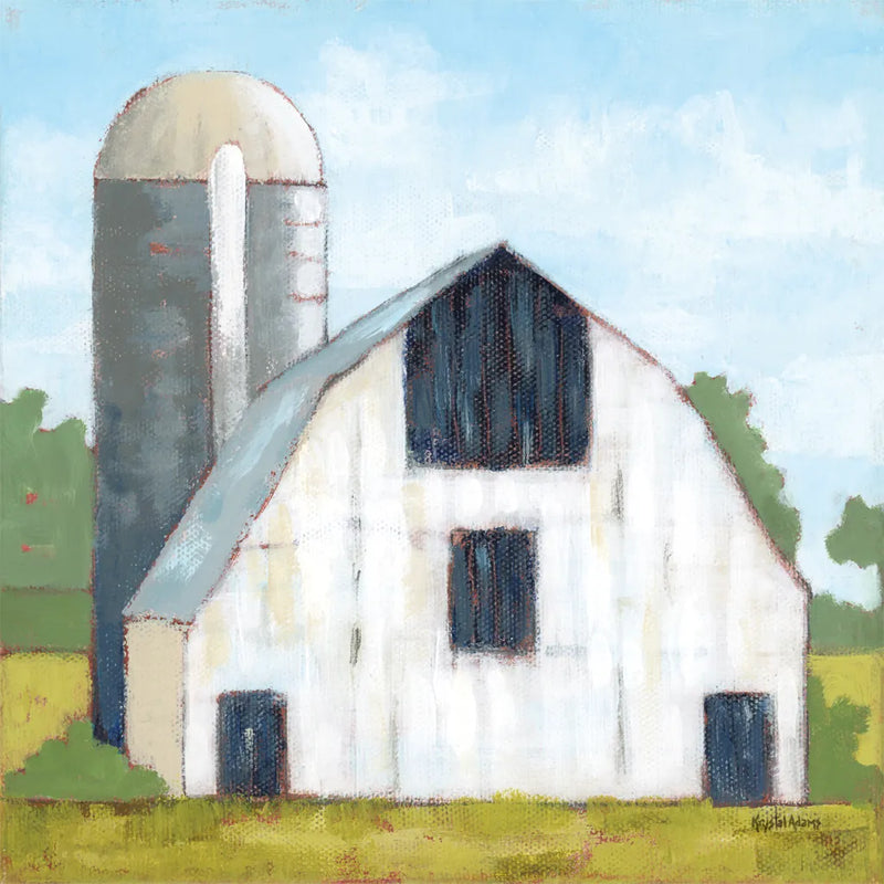 Little White Barn by Krystal Adams. SKU 102220a. Archival Giclee Fine art print for wall decor.