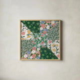 Quilted Floral III by Krystal Adams. Shown in a natural wood glass frame for a timeless modern aesthetic. Available as an archival giclee rolled canvas, fine art paper, or poster print. SKU 102215a.