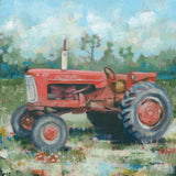 Red Tractor by Krystal Adams. SKU 102223a. Archival Giclee Fine art print for wall decor.