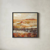 Sunset Harvest by Krystal Adams. Shown in a sleek black glass frame for a contemporary gallery look. Available as an archival giclee rolled canvas, fine art paper, or poster print. SKU 103605a.