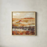 Sunset Harvest by Krystal Adams. Shown in a natural wood glass frame for a timeless modern aesthetic. Available as an archival giclee rolled canvas, fine art paper, or poster print. SKU 103605a.