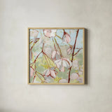 Weeping Cherry by Krystal Adams. Shown in a natural wood glass frame for a timeless modern aesthetic. Available as an archival giclee rolled canvas, fine art paper, or poster print. SKU 103662a.