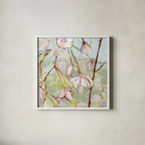 Weeping Cherry by Krystal Adams. Shown in a crisp white glass frame for a clean and minimalist style. Available as an archival giclee rolled canvas, fine art paper, or poster print. SKU 103662a.