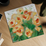 Yellow Roses II by Krystal Adams. Shown as a detailed flat fine art print, highlighting archival giclee quality. Available as an archival giclee rolled canvas, fine art paper, or poster print. SKU 103656a.