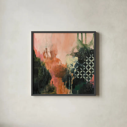 Abstract Layers I by Laura Horn. Shown in a sleek black glass frame for a contemporary gallery look. Available as an archival giclee rolled canvas, fine art paper, or poster print. SKU 73160a.