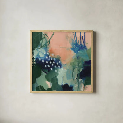 Abstract Layers III by Laura Horn. Shown in a natural wood glass frame for a timeless modern aesthetic. Available as an archival giclee rolled canvas, fine art paper, or poster print. SKU 73162a.