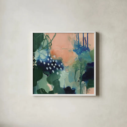Abstract Layers III by Laura Horn. Shown in a crisp white glass frame for a clean and minimalist style. Available as an archival giclee rolled canvas, fine art paper, or poster print. SKU 73162a.