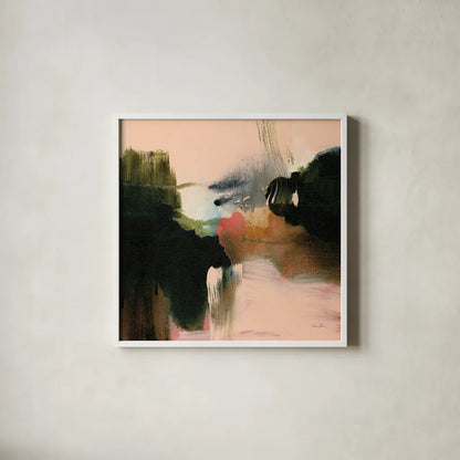 Deep Creek by Laura Horn. Shown in a crisp white glass frame for a clean and minimalist style. Available as an archival giclee rolled canvas, fine art paper, or poster print. SKU 73356a.