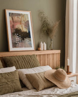 Embracing Glimmers by Laura Horn. shown as a paper print in a natural frame. Available as a archival giclee rolled canvas, fine art paper, or poster print. SKU 91645h.
