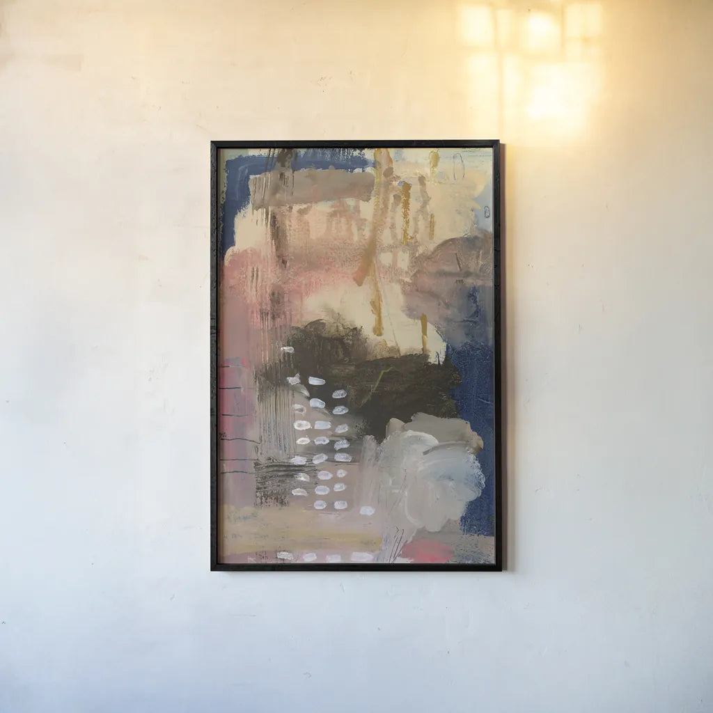 Embracing Glimmers by Laura Horn. shown as a paper print in a black flame. Available as a archival giclee rolled canvas, fine art paper, or poster print. SKU 91645h.