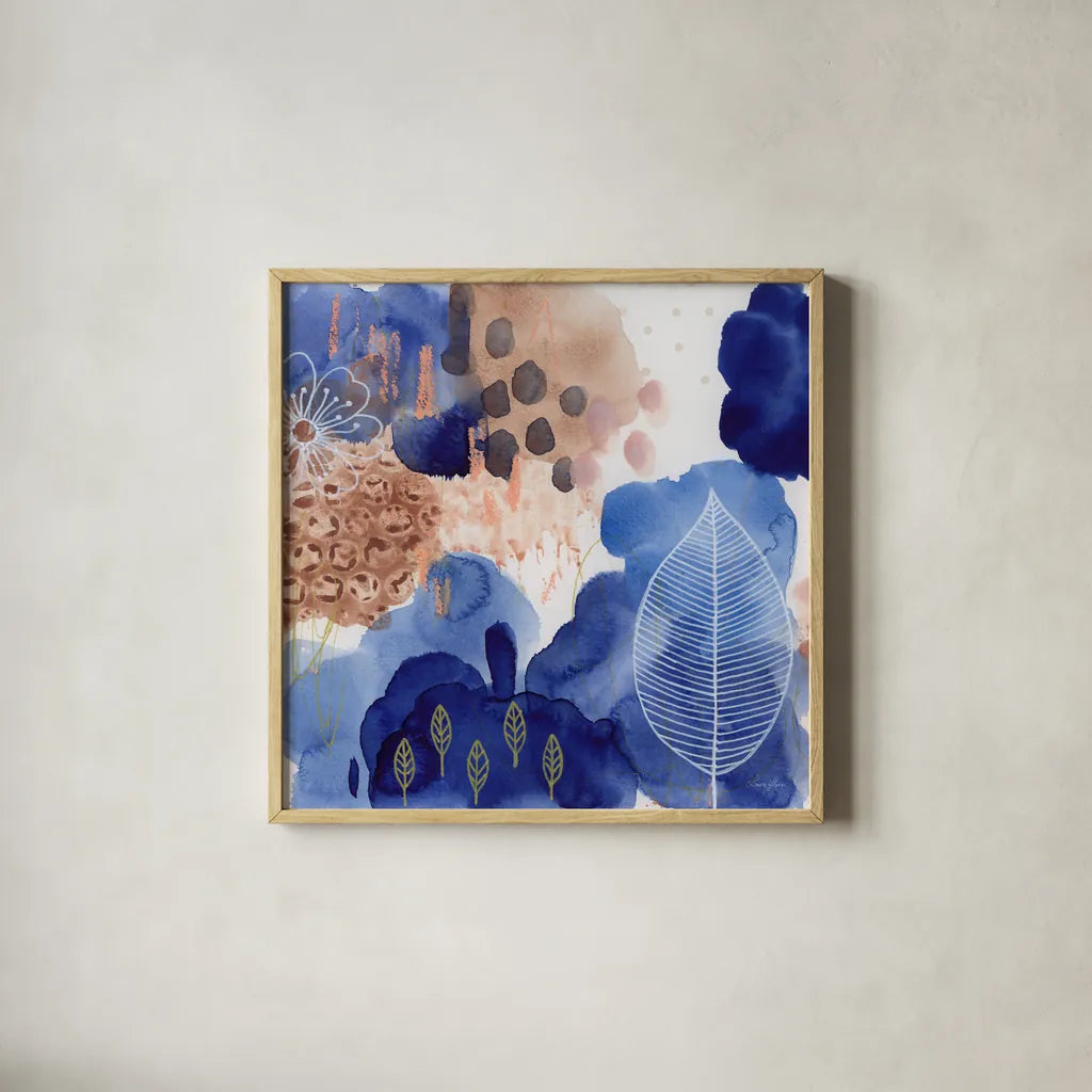 Essence of Life III by Laura Horn. Shown in a natural wood glass frame for a timeless modern aesthetic. Available as an archival giclee rolled canvas, fine art paper, or poster print. SKU 78480a.