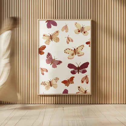 Garden Dance Butterflies by Laura Horn. shown as over sized large wall art. Available as an archival giclee rolled canvas, fine art paper, or poster print. SKU 73198h.