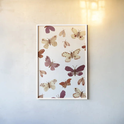 Garden Dance Butterflies by Laura Horn. shown as a paper print in a white frame. Available as a archival giclee rolled canvas, fine art paper, or poster print. SKU 73198h.