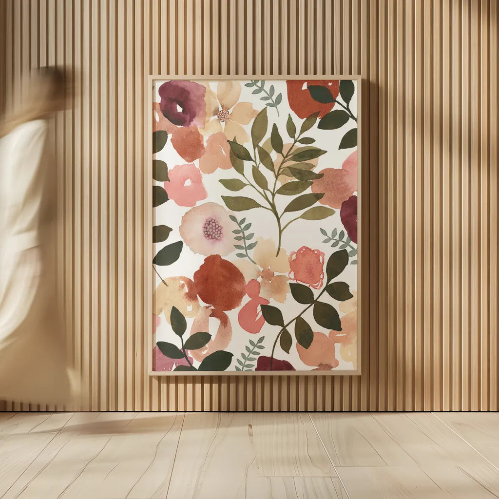 Garden Dance I by Laura Horn. shown as over sized large wall art. Available as an archival giclee rolled canvas, fine art paper, or poster print. SKU 72214h.