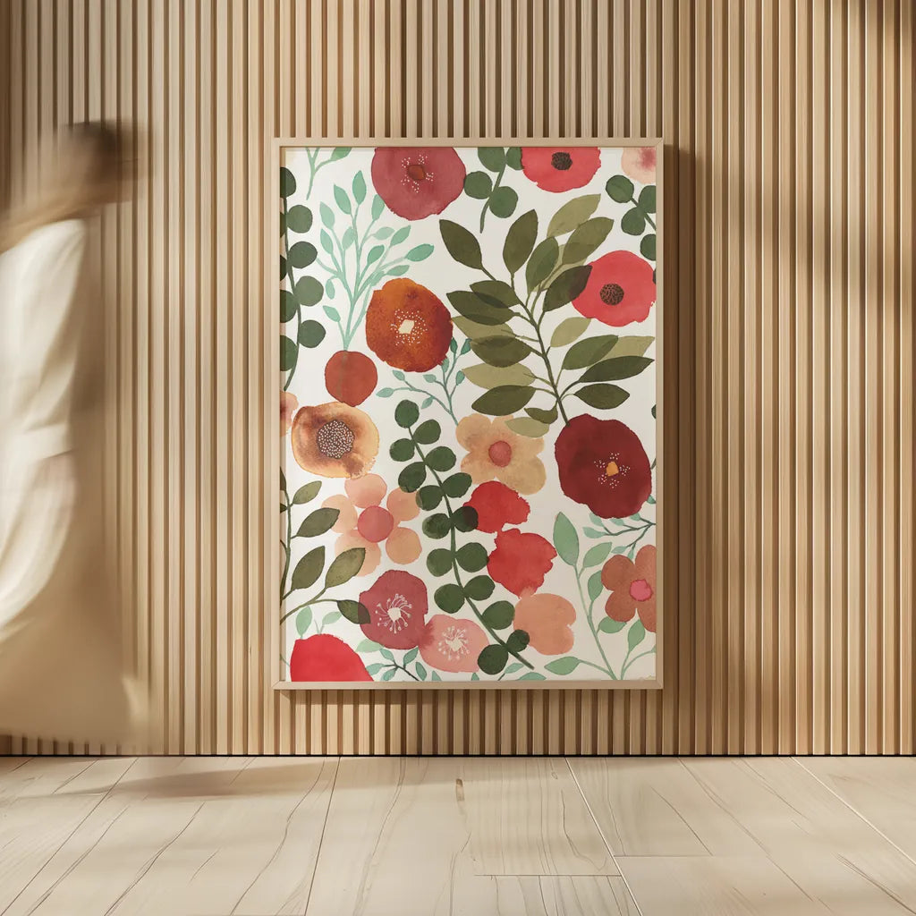 Garden Dance II by Laura Horn. shown as over sized large wall art. Available as an archival giclee rolled canvas, fine art paper, or poster print. SKU 72215h.