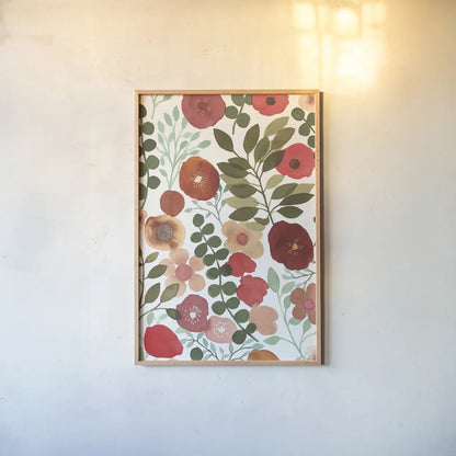 Garden Dance II by Laura Horn. shown as a paper print in a natural frame. Available as a archival giclee rolled canvas, fine art paper, or poster print. SKU 72215h.