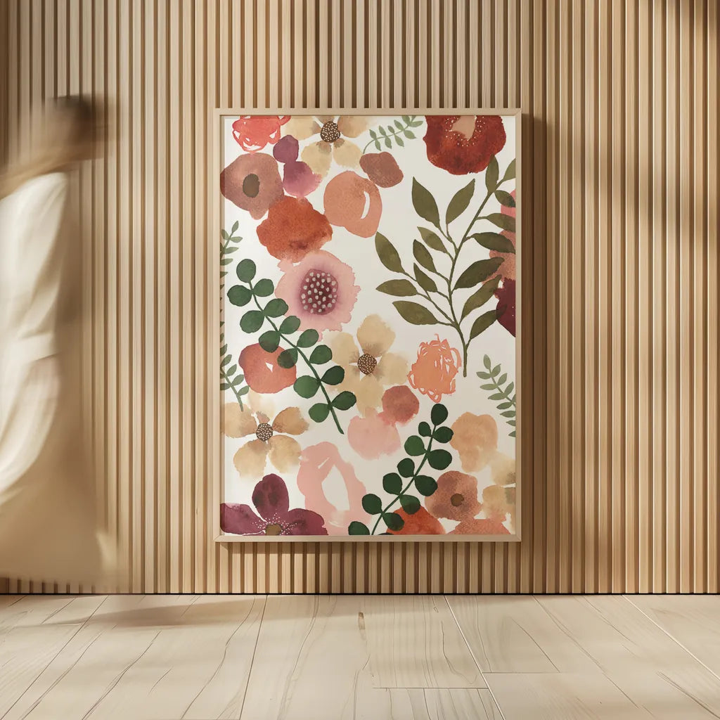 Garden Dance III by Laura Horn. shown as over sized large wall art. Available as an archival giclee rolled canvas, fine art paper, or poster print. SKU 72216h.