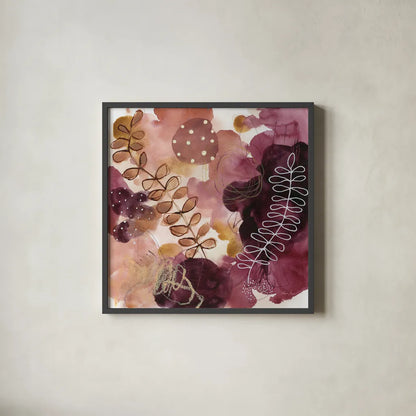 Joyous Nature by Laura Horn. Shown in a sleek black glass frame for a contemporary gallery look. Available as an archival giclee rolled canvas, fine art paper, or poster print. SKU 78482a.