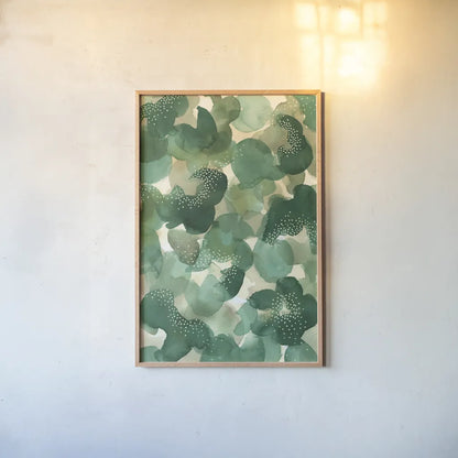 Leaf Canopy by Laura Horn. shown as a paper print in a natural frame. Available as a archival giclee rolled canvas, fine art paper, or poster print. SKU 78525h.