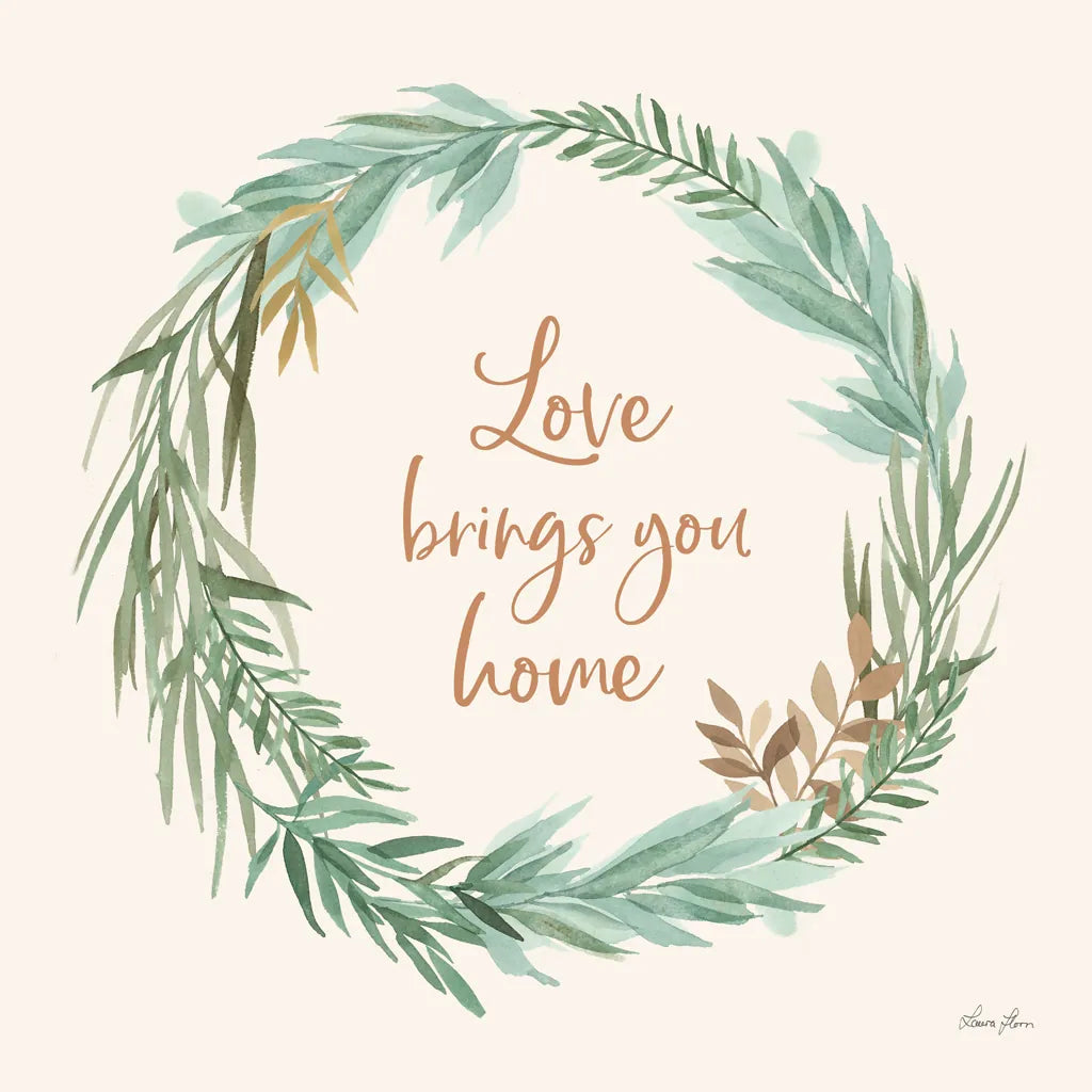 Leaf and Stem Wreath II by Laura Horn. SKU 81138a. Archival Giclee Fine art print for wall decor.