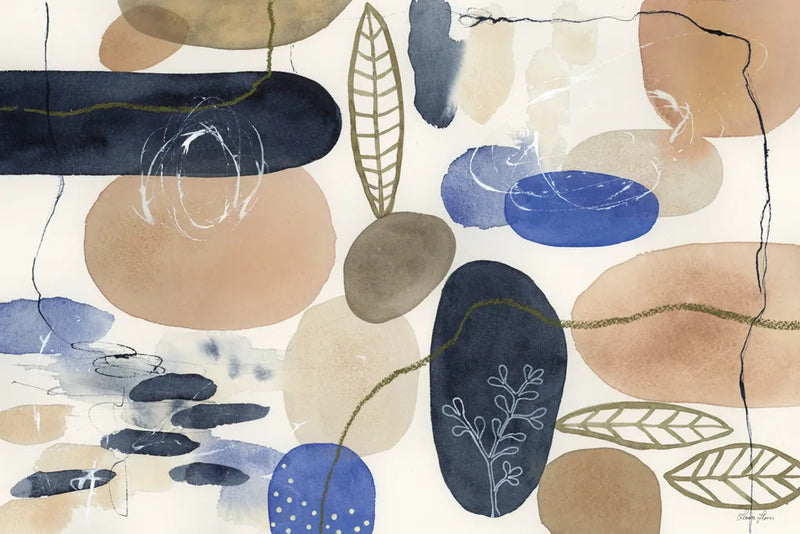 Leaves and Stones I by Laura Horn. SKU 78483i. Archival Giclee Fine art print for wall decor.