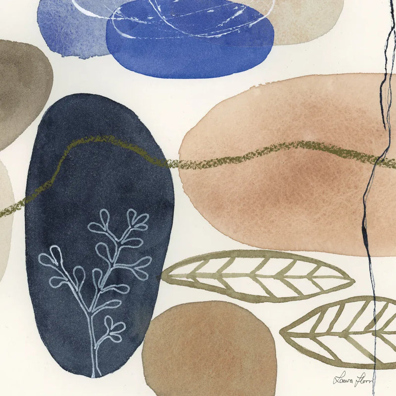 Leaves and Stones II by Laura Horn. SKU 78484a. Archival Giclee Fine art print for wall decor.