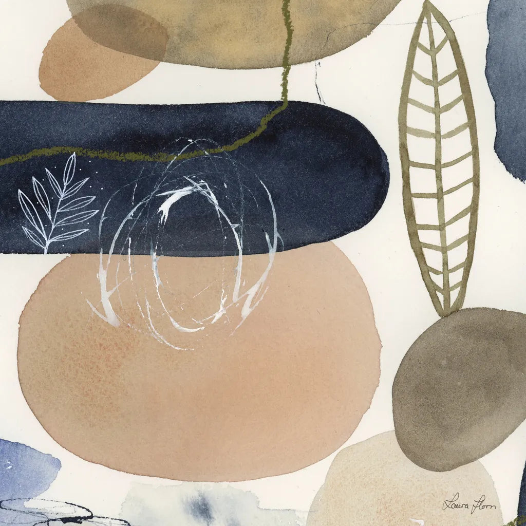 Leaves and Stones III by Laura Horn. SKU 78485a. Archival Giclee Fine art print for wall decor.