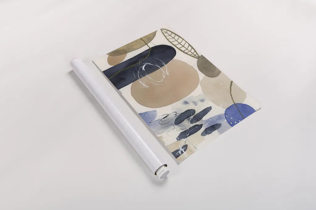 Leaves and Stones IV by Laura Horn. shown as a rolled paper print. Available as archival giclee rolled canvas, fine art paper, or poster print. SKU 78486h.