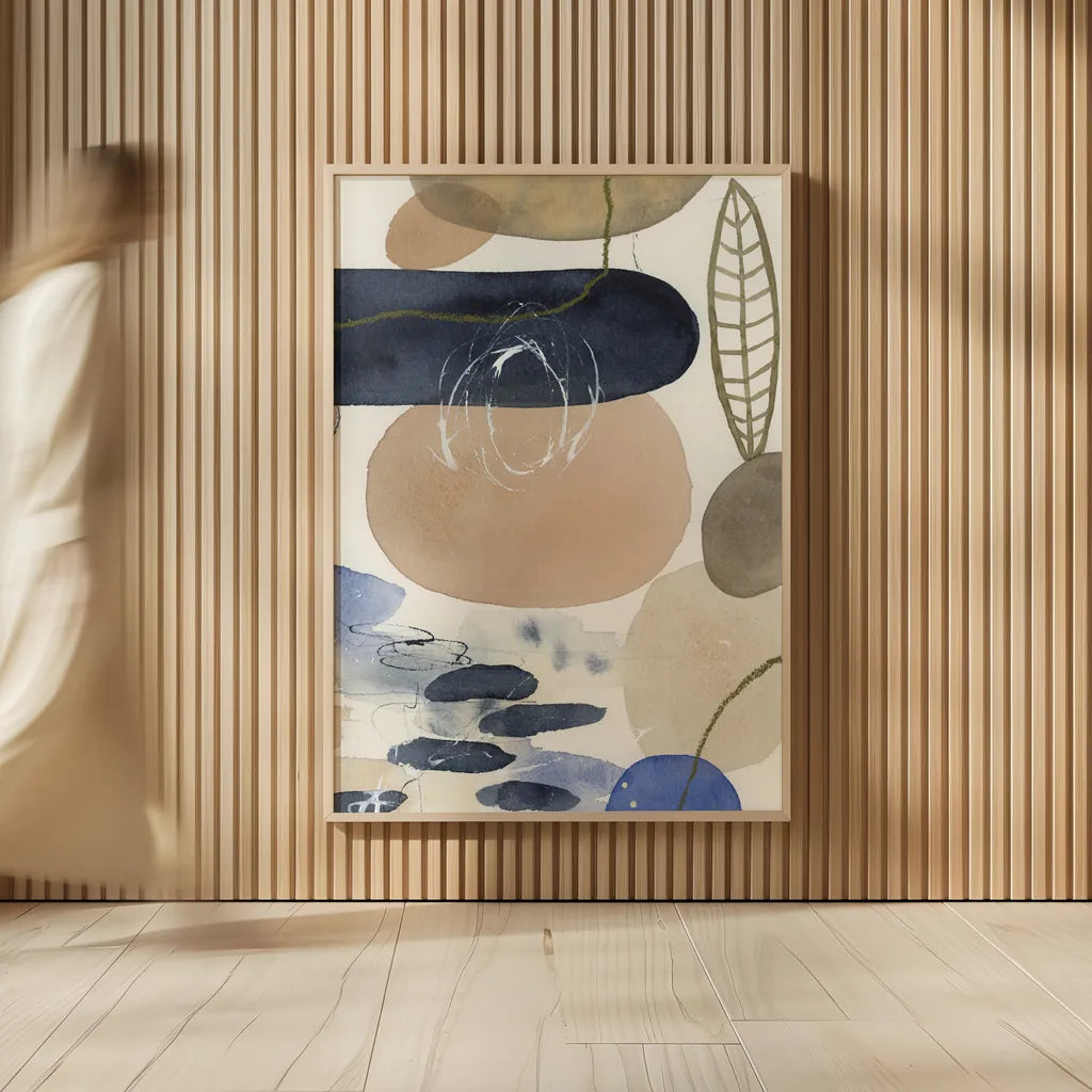 Leaves and Stones IV by Laura Horn. shown as over sized large wall art. Available as an archival giclee rolled canvas, fine art paper, or poster print. SKU 78486h.