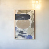 Leaves and Stones IV by Laura Horn. shown as a paper print in a natural frame. Available as a archival giclee rolled canvas, fine art paper, or poster print. SKU 78486h.
