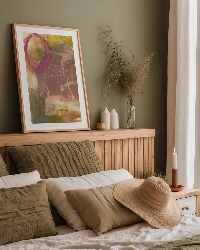 Lemon Season by Laura Horn. shown as a paper print in a natural frame. Available as a archival giclee rolled canvas, fine art paper, or poster print. SKU 91641h.