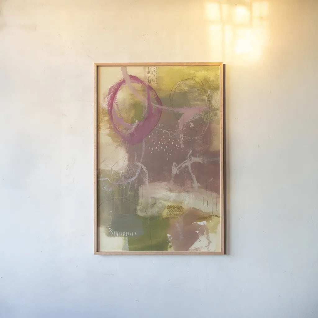 Lemon Season by Laura Horn. shown as a paper print in a natural frame. Available as a archival giclee rolled canvas, fine art paper, or poster print. SKU 91641h.