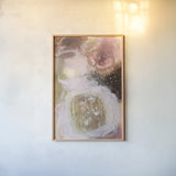Nesting by Laura Horn. shown as a paper print in a natural frame. Available as a archival giclee rolled canvas, fine art paper, or poster print. SKU 91642h.