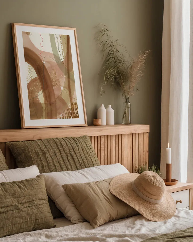 Path to Happiness by Laura Horn. shown as a paper print in a natural frame. Available as a archival giclee rolled canvas, fine art paper, or poster print. SKU 78488h.