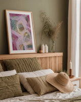 Picnic Spot by Laura Horn. shown as a paper print in a natural frame. Available as a archival giclee rolled canvas, fine art paper, or poster print. SKU 91643h.
