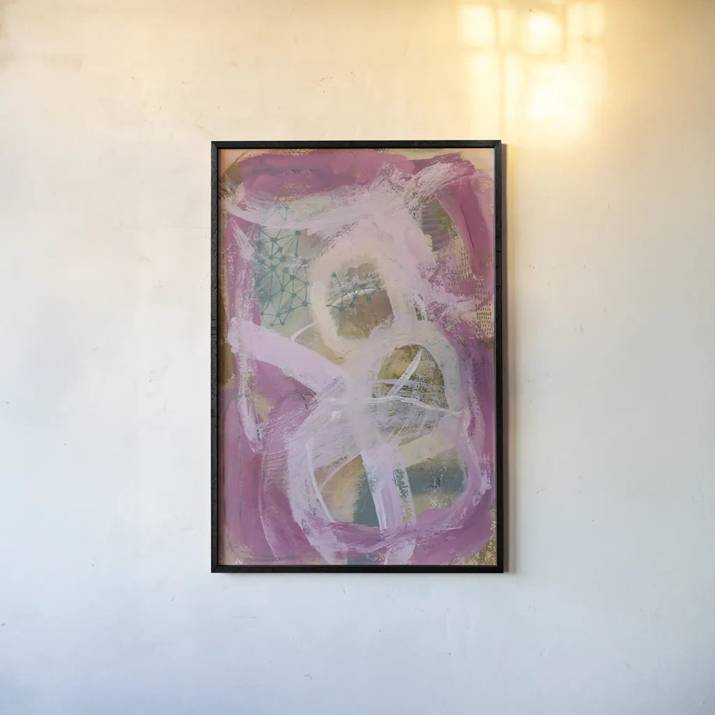 Picnic Spot by Laura Horn. shown as a paper print in a black flame. Available as a archival giclee rolled canvas, fine art paper, or poster print. SKU 91643h.