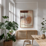 Sticks and Stones by Laura Horn. shown as a print in a natural wood frame in a dining room. Available as a archival giclee rolled canvas, fine art paper, or poster print. SKU 73345h.