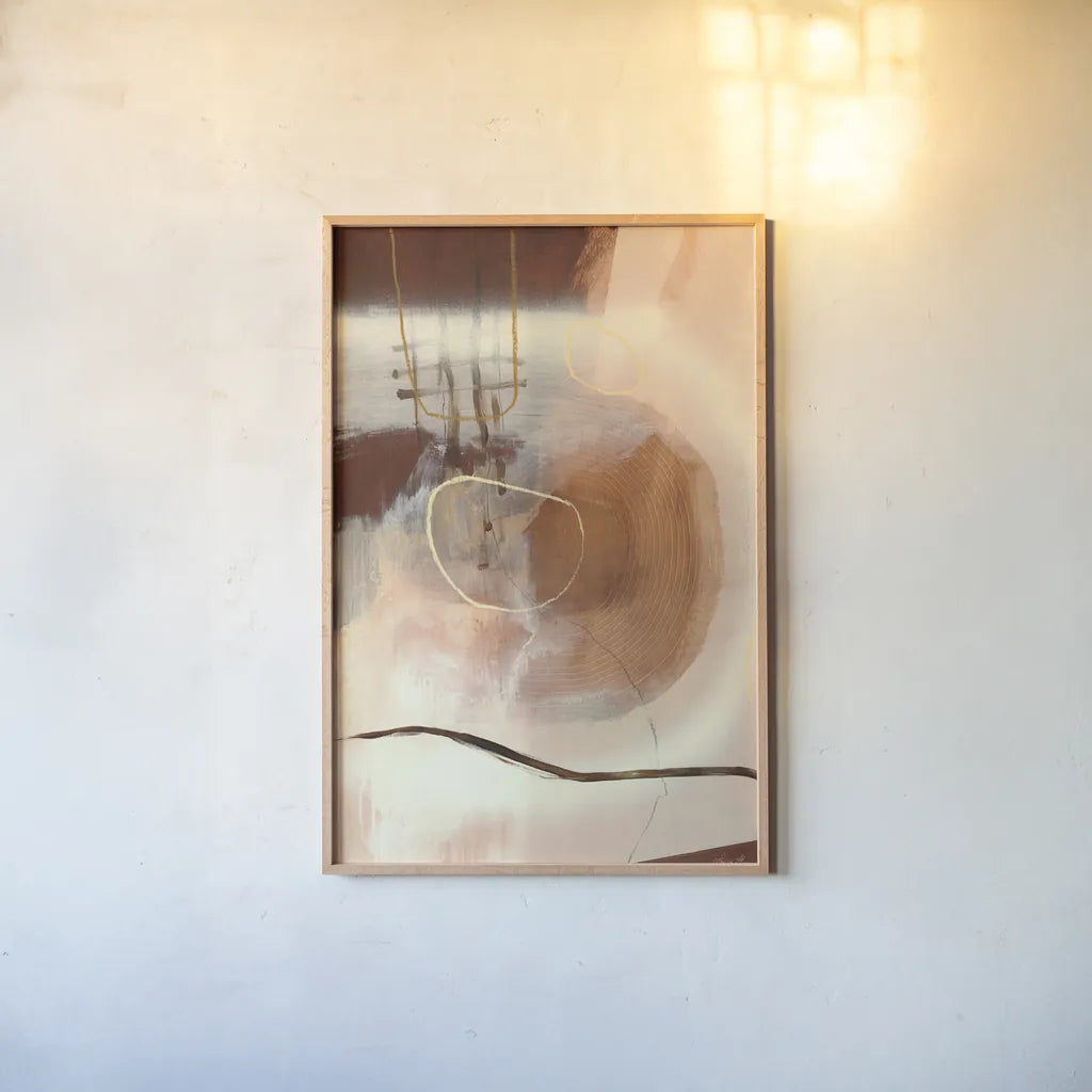 Sticks and Stones by Laura Horn. shown as a paper print in a natural frame. Available as a archival giclee rolled canvas, fine art paper, or poster print. SKU 73345h.