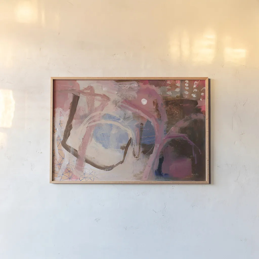 Tangled Trees by Laura Horn. shown as a paper print in a natural frame. Available as a archival giclee rolled canvas, fine art paper, or poster print. SKU 91638i.