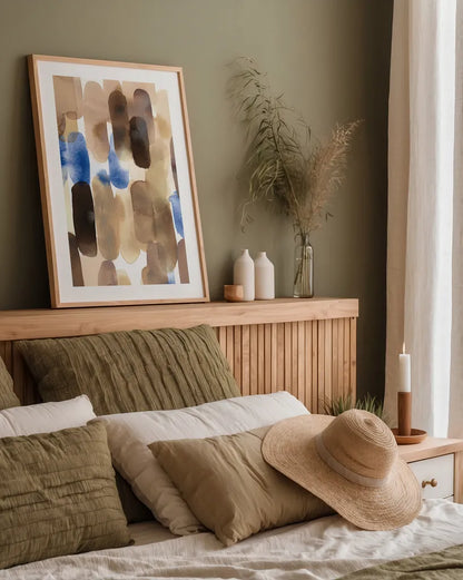 Tempo by Laura Horn. shown as a paper print in a natural frame. Available as a archival giclee rolled canvas, fine art paper, or poster print. SKU 78527h.
