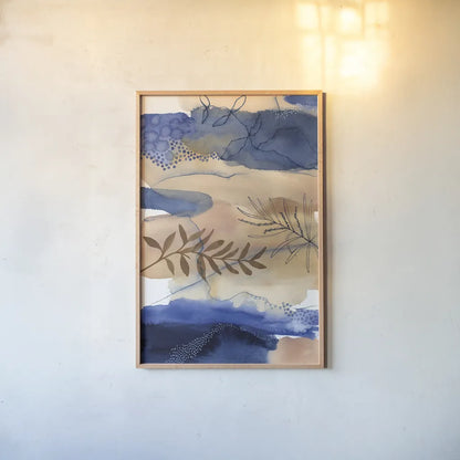 The Branch and the River by Laura Horn. shown as a paper print in a natural frame. Available as a archival giclee rolled canvas, fine art paper, or poster print. SKU 78528h.