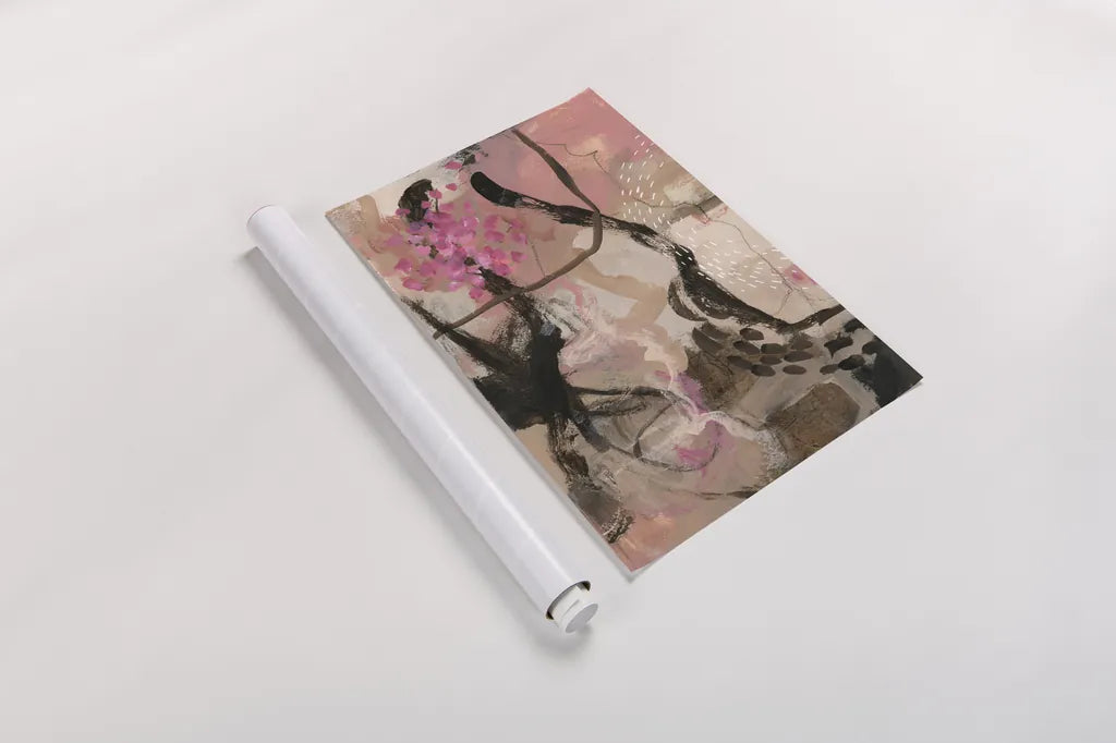 Trees and Blooms by Laura Horn. shown as a rolled paper print. Available as archival giclee rolled canvas, fine art paper, or poster print. SKU 91639h.