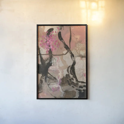 Trees and Blooms by Laura Horn. shown as a paper print in a black flame. Available as a archival giclee rolled canvas, fine art paper, or poster print. SKU 91639h.